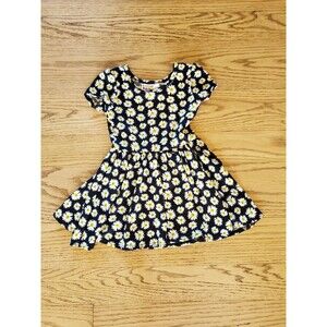 Dot Dot Smile Daisy Flower Short Sleeve Dress 90s Black and White EUC 12-24M